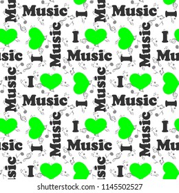 Seamless pattern of music and color notes on a beautiful background. 