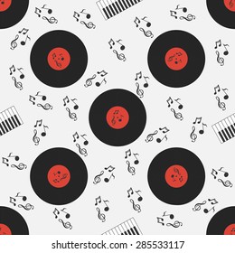 Seamless pattern of music and color notes on a beautiful background