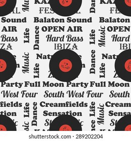 Seamless pattern of music and color notes on a beautiful background