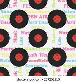 Seamless pattern of music and color notes on a beautiful background