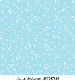 Seamless pattern of music and color notes on a beautiful background