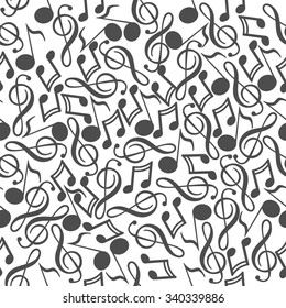 Seamless pattern of music and color notes on a beautiful background. Musicnotes. Music background