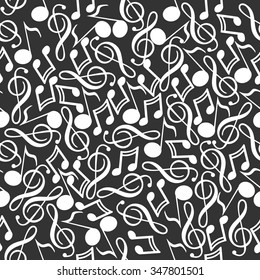 Seamless pattern of music and color notes on a beautiful background