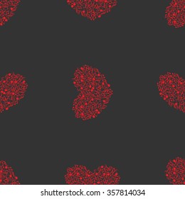 Seamless pattern of music and color notes on a beautiful background.Valentine's Day. I love music. Music heart.