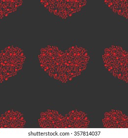 Seamless pattern of music and color notes on a beautiful background.Valentine's Day. I love music. Music heart.
