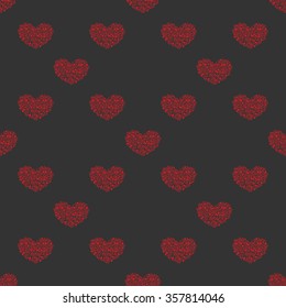 Seamless pattern of music and color notes on a beautiful background.Valentine's Day. I love music. Music heart.