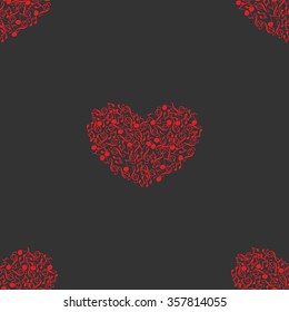 Seamless pattern of music and color notes on a beautiful background.Valentine's Day. I love music. Music heart.
