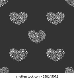 Seamless pattern of music and color notes on a beautiful background.Valentine's Day. I love music. Music heart.