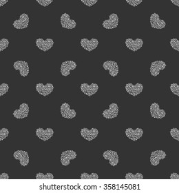 Seamless pattern of music and color notes on a beautiful background.Valentine's Day. I love music. Music heart.