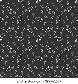 Seamless pattern of music and color notes on a beautiful background
