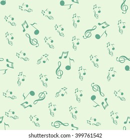 Seamless pattern of music and color notes on a beautiful background