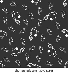 Seamless pattern of music and color notes on a beautiful background