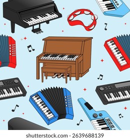 Seamless pattern of Music Instrument Element