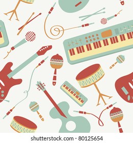 Seamless pattern with music instruments