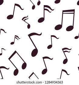 Seamless pattern of music notes on white background, Vector illustration.