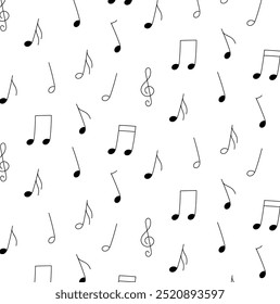 Seamless pattern music notes set. Song, melody and tune. Vector illustration
