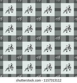 Seamless pattern with music notes and square.  illustration.