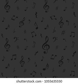Seamless pattern with music notes. Vector illustration.