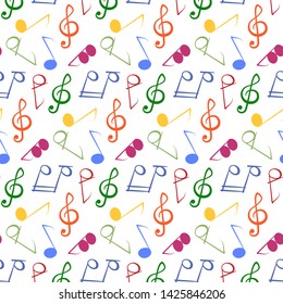 Seamless pattern with music notes. Vector illustration