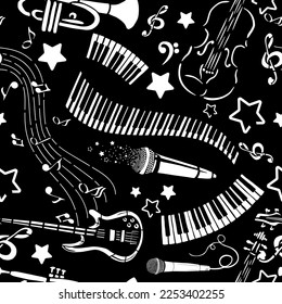 Seamless pattern music and notes. Vector illustration