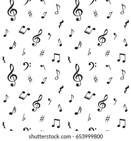 Seamless pattern with music notes. Vector illustration.