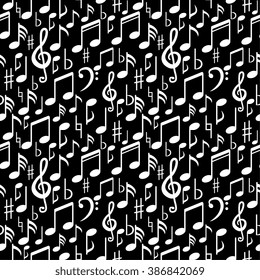Seamless Pattern with Music Notes.Vector