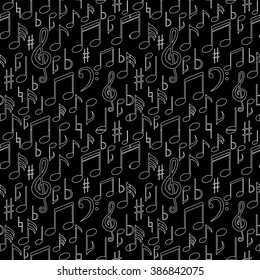Seamless Pattern with Music Notes.Vector