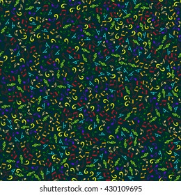 Seamless pattern of music notes-vector illustration. Musical palette of the original texture. Bright multi-colored print black background.