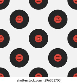 Seamless pattern music records.Vinyl on a beautiful background
