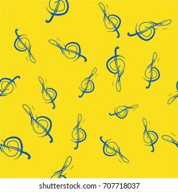Seamless pattern. Music Signs on a Yellow Background