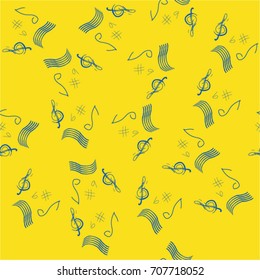 Seamless pattern. Music Signs on a Yellow Background