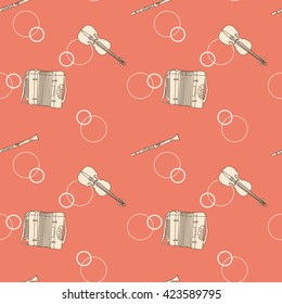 Seamless pattern with musical instrument.