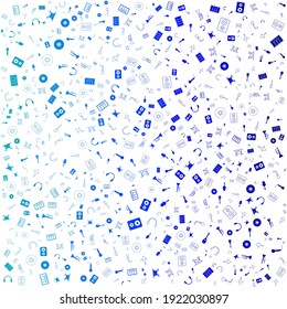Seamless Pattern With MUSICAL INSTRUMENT ICON Stock Vector, in gradient color and white background with mini doodle (icon). Vector Illustration