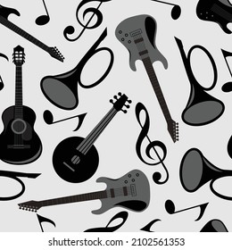 Seamless pattern with musical instruments. Secondary image. 