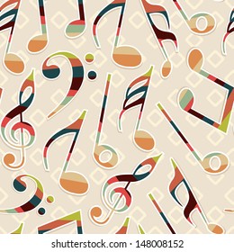Seamless pattern with musical notes. 