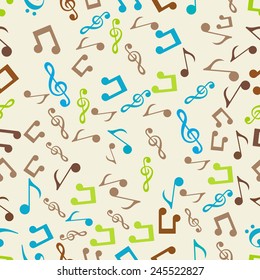 Seamless pattern of musical notes.