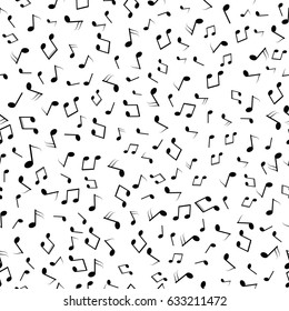 Seamless pattern Musical notes black and white. Vector musicnotes pattern.