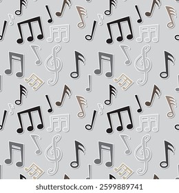 Seamless pattern of musical notes and symbols