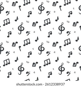 seamless pattern with musical notes and Treble clef