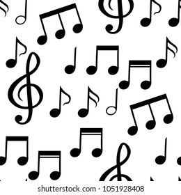 the seamless pattern of musical notes  vector illustration