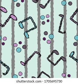 Seamless pattern musical notes vertical stripes abstract repeat endless background cover texture for textile, clothing, wallpapers, wrapping paper, curtains, carpet, fashion fabric prints 