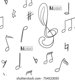 Seamless pattern with musical signs