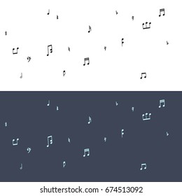 Seamless pattern with musical signs such as notes, treble clefs, bass keys