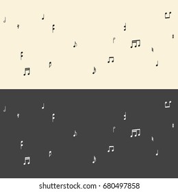 Seamless pattern with musical signs such as notes, treble clefs, bass keys