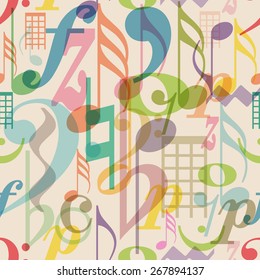 seamless pattern musical symbols, vector illustration