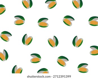 Seamless pattern of mussel isolated on white background. Vector illustration.