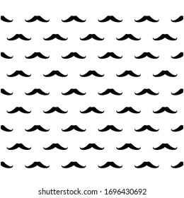 Seamless Pattern Mustache Isolated On White Background, Mustache Wallpaper.