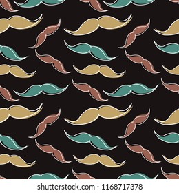 seamless pattern with mustache in memphis style