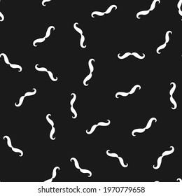 Seamless pattern with mustache on black background. Vector illustration