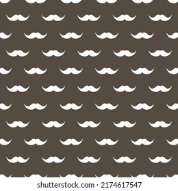 Seamless pattern with mustache silhouette. Vintage, retro background with mustaches. Facial hair, hipster beard. Vector illustration